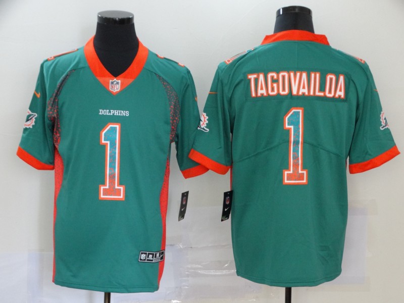 Men's Miami Dolphins Tua Tagovailoa #1 Green Jersey